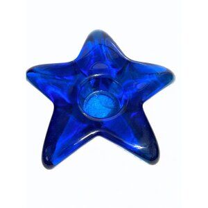 Handcrafted Cobalt Blue Glass Star-Shaped Candle Holder